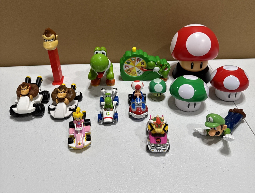 Super Mario Figures Toy Mario Kart Hot Wheels, Macdonald’s & More Lot Of 14 PCs.